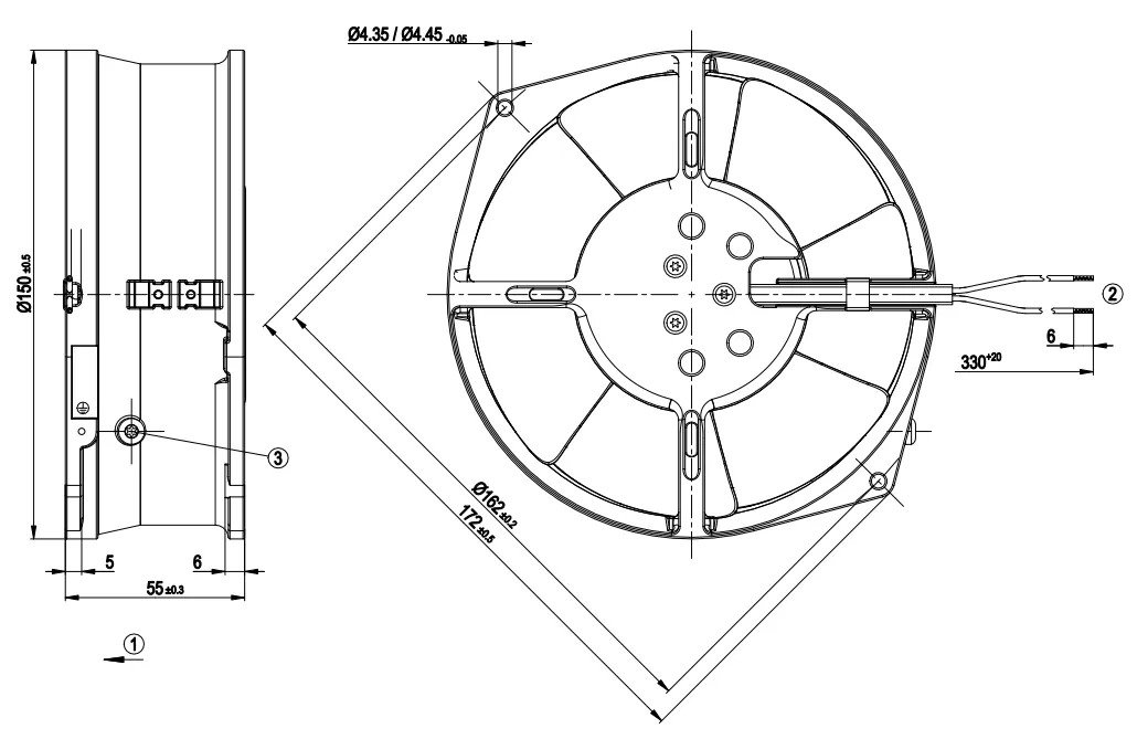Габаритные размеры W2S130-AB03-11